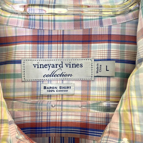 Vineyard Vines Shirt Mens Large Baron Multicolor Plaid Button Up Long Sleeve - Picture 2 of 3